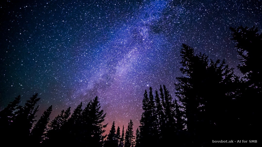 Worm's eye view of trees during night time