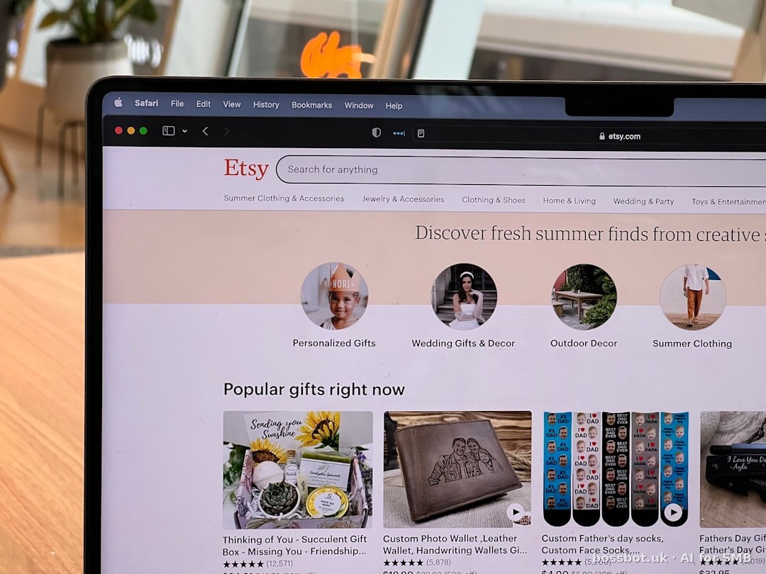 US Etsy seller managing handmade shop workspace with Etsy API automation — 6.5% transaction fees, 1099-K threshold, and buyer-message SLA