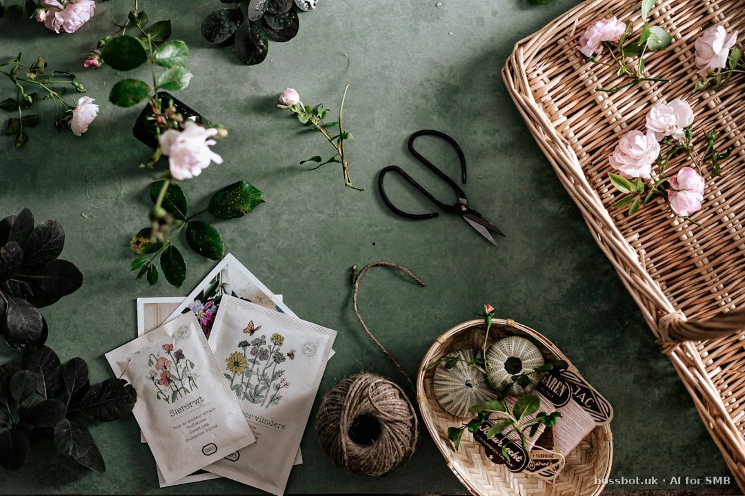 Brown woven basket with green leaves