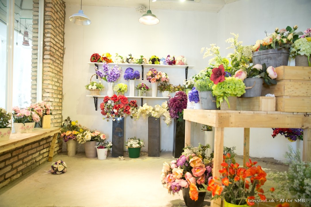 Lagos florist arranging a bouquet in a studio workspace