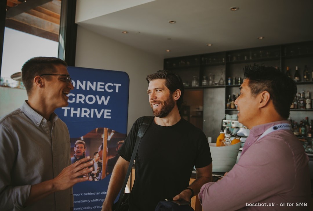 A group of three men standing next to each other