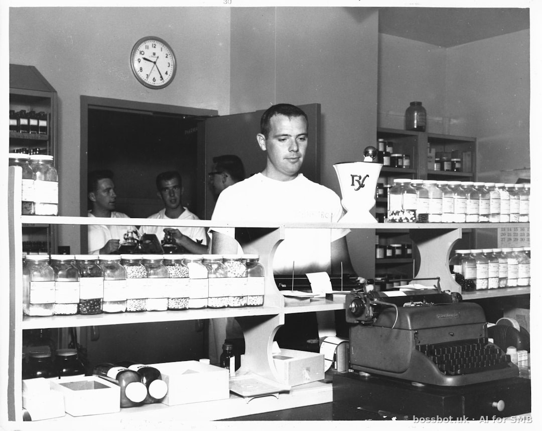Egyptian pharmacy counter with pharmacist