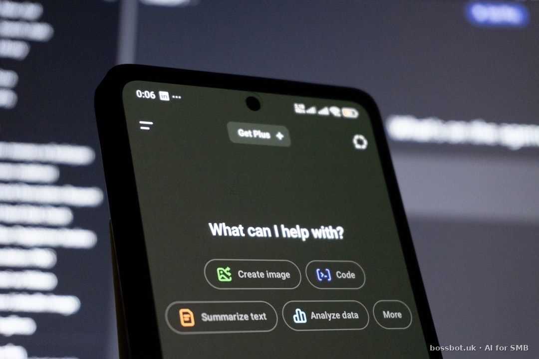 Smartphone screen displays ai chatbot interface